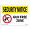 Signmission Safety Sign, OSHA SECURITY NOTICE, 10" Height, 14" Width, Gun Free Zone, Landscape OS-SN-D-1014-L-11547 - alternate 1